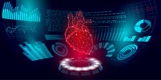 科技感生物医疗科技数据心脏光线背景
